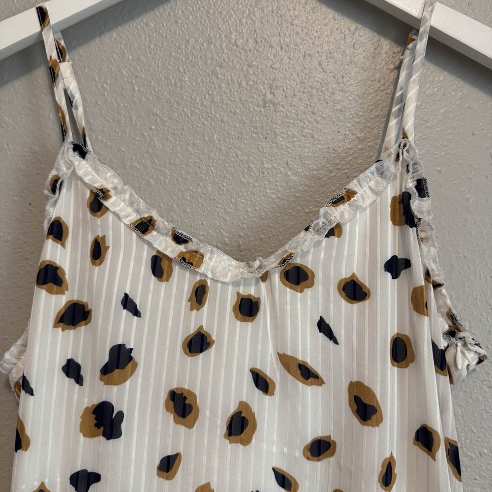 Generation K Leopard Ruffle Maxi Dress W/ Tie Belt Boho Whimsigoth Coastal M - Picture 7 of 12